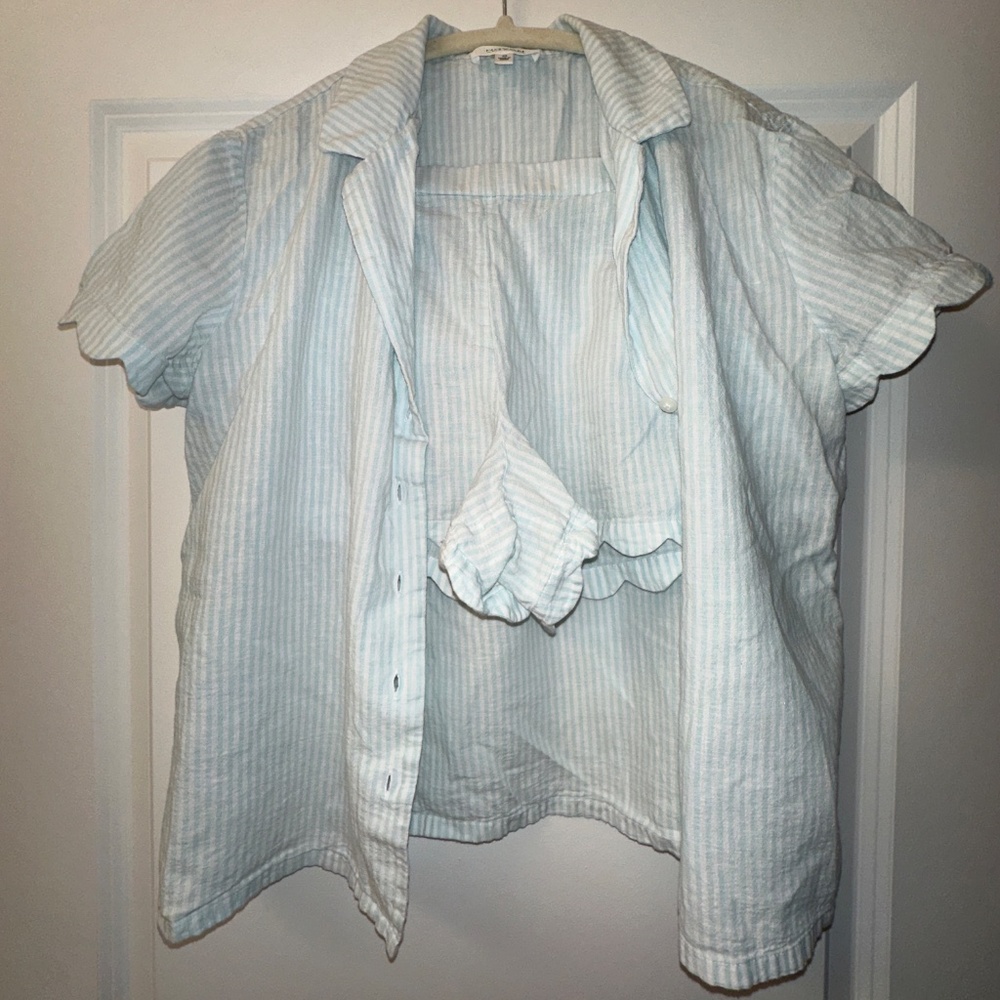 Striped Linen & Cotton Pajama Set
